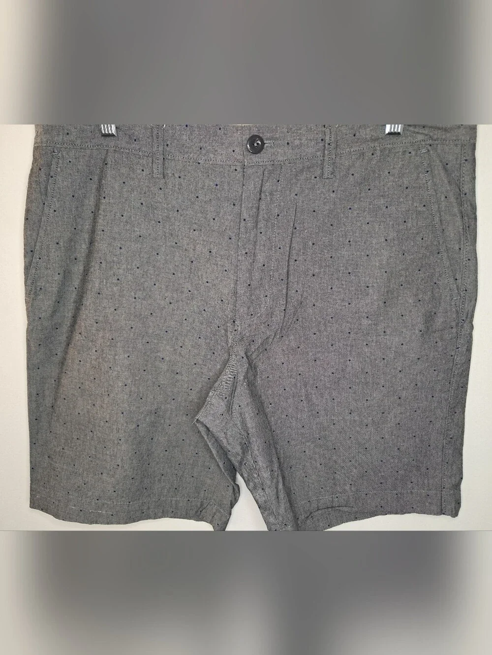 J. Crew Men's Pin Dot Casual Cotton Chino Shorts Gray & Navy Blue Size 34
